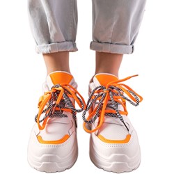Buty sportowe damskie sneakersy na wiosnę wielokolorowe płaskie sznurowane  - zdjęcie produktu
