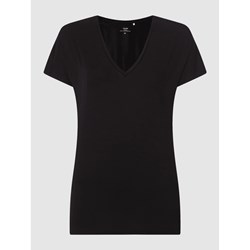 Bluzka damska Calida czarna z elastanu z dekoltem w literę v  - zdjęcie produktu