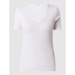 Bluzka damska Hanro w serek biała z krótkim rękawem  - zdjęcie produktu