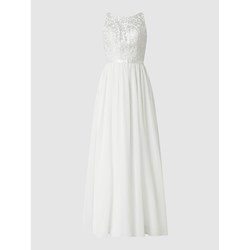 Sukienka Luxuar Fashion biała w serek balowe maxi wieczorowa w kwiaty  - zdjęcie produktu