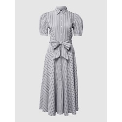 Sukienka Ralph Lauren bawełniana z długim rękawem szara na wiosnę w paski midi  - zdjęcie produktu