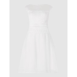 Sukienka biała Luxuar Fashion na ślub cywilny z okrągłym dekoltem bez rękawów  - zdjęcie produktu