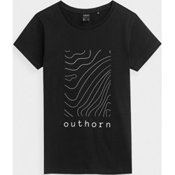 Bluzka damska czarna Outhorn z krótkimi rękawami z okrągłym dekoltem na wiosnę  - zdjęcie produktu