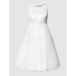 Sukienka Troyden Collection biała bez rękawów rozkloszowana elegancka  - zdjęcie produktu