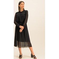 Sukienka DKNY elegancka na uczelnię midi z długim rękawem z okrągłym dekoltem  - zdjęcie produktu