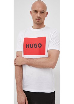 HUGO t-shirt bawełniany kolor biały z nadrukiem ANSWEAR.com - kod rabatowy