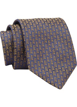 Krawat Granatowo-Żółty w Drobny Wzór Geometryczny, 7 cm, Elegancki, Klasyczny, Alties JegoSzafa.pl - kod rabatowy