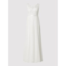 Sukienka biała Luxuar Fashion z szyfonu bez rękawów z okrągłym dekoltem maxi  - zdjęcie produktu