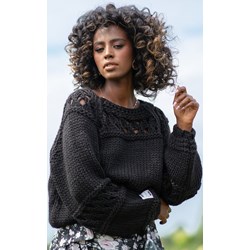 Sweter damski czarny Fobya z okrągłym dekoltem casualowy  - zdjęcie produktu