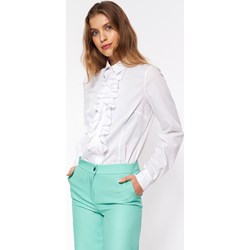 Koszula damska Nife biała z żabotem  - zdjęcie produktu