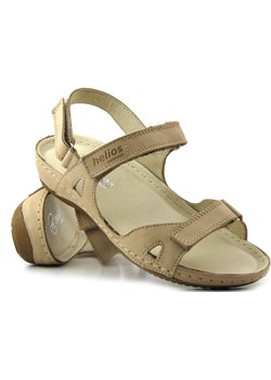 Sportowe sandały damskie na trzy rzepy - HELIOS Komfort 205, jasnobeżowe Helios Komfort ulubioneobuwie - kod rabatowy