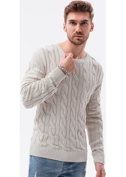 Sweter męski E195 - biały ombre - kod rabatowy