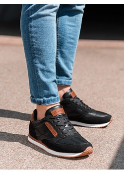 Buty męskie sneakersy T310 - czarne/brązowe okazja ombre - kod rabatowy