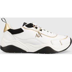 Buty sportowe damskie Armani Exchange sneakersy skórzane sznurowane białe  - zdjęcie produktu