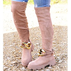 Kozaki damskie zamszowe za kolano na platformie  - zdjęcie produktu