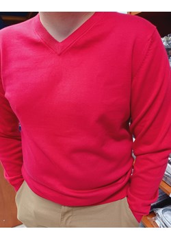 Sweter męski " w serek" w kolorze czerwonym Bodara ATELIER-ONLINE - kod rabatowy