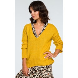 Sweter damski Be Knit żółty w serek  - zdjęcie produktu