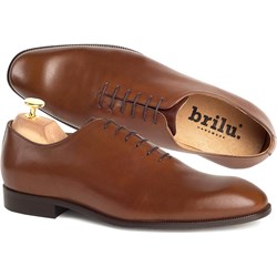 Brązowe buty eleganckie męskie Brilu sznurowane skórzane jesienne  - zdjęcie produktu