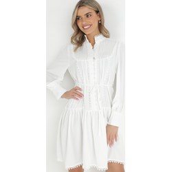 Born2be sukienka biała z długim rękawem midi  - zdjęcie produktu