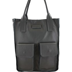 Shopper bag Barberini`s na ramię szara matowa skórzana duża  - zdjęcie produktu