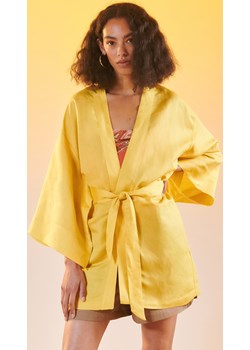 Reserved - Kimono z lnem - Żółty Reserved Reserved - kod rabatowy