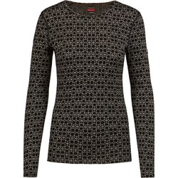Icebreaker bluzka damska w abstrakcyjne wzory czarna z okrągłym dekoltem z długim rękawem  - zdjęcie produktu