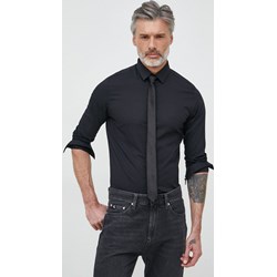 Koszula męska Calvin Klein czarna z długimi rękawami z klasycznym kołnierzykiem  - zdjęcie produktu