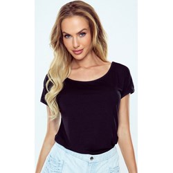 Bluzka damska Eldar czarna bawełniana casualowa z okrągłym dekoltem z krótkimi rękawami  - zdjęcie produktu