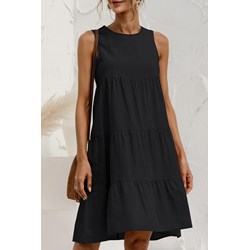 Czarna sukienka IVET z paskiem mini bez rękawów  - zdjęcie produktu