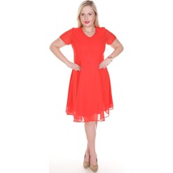 Sukienka Fokus czerwona na imprezę rozkloszowana z szyfonu  - zdjęcie produktu