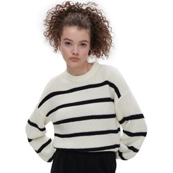 Sweter damski Cropp z dzianiny beżowy z okrągłym dekoltem casual  - zdjęcie produktu