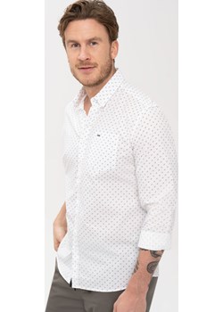 Biała męska koszula z wzorem, Slim Fit, K-LENSO Volcano Volcano.pl - kod rabatowy
