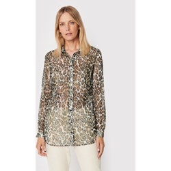 Koszula damska Guess brązowa z długim rękawem w abstrakcyjnym wzorze  - zdjęcie produktu