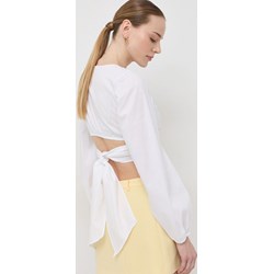 Bluzka damska Patrizia Pepe casualowa biała z długimi rękawami z okrągłym dekoltem  - zdjęcie produktu