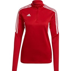 Bluza damska czerwona Adidas z aplikacją krótka  - zdjęcie produktu