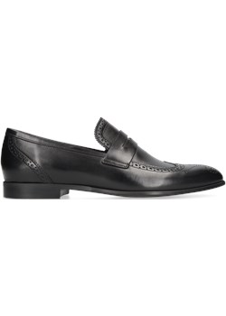 Czarne półbuty męskie Hugo skórzane licowe loafersy, Konopka Shoes Conhpol okazyjna cena Konopka Shoes - kod rabatowy