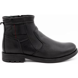 Buty zimowe męskie Olivier skórzane na zimę czarne eleganckie  - zdjęcie produktu