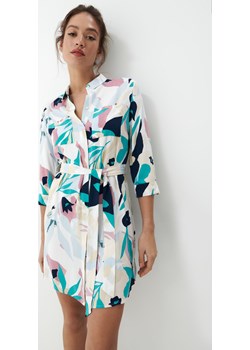 Mohito - Sukienka koszulowa mini z wiskozy - Zielony Mohito Mohito - kod rabatowy