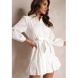 Sukienka Renee biała koszulowa z długim rękawem  - zdjęcie produktu