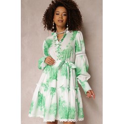 Sukienka Renee mini zielona rozkloszowana w serek  - zdjęcie produktu
