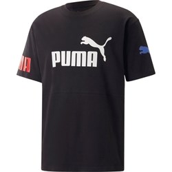T-shirt męski czarny Puma z napisem  - zdjęcie produktu