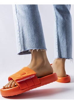 Pomarańczowe klapki zapinane na rzep Aleron Gemre gemre okazja - kod rabatowy
