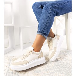 Beżowe buty sportowe damskie Gemre sneakersy z zamszu  - zdjęcie produktu