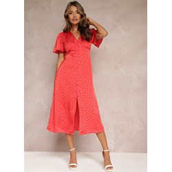 Sukienka czerwona Renee midi w serek  - zdjęcie produktu
