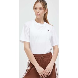 Bluzka damska Adidas z krótkimi rękawami biała sportowa z okrągłym dekoltem  - zdjęcie produktu