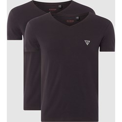 T-shirt męski Guess czarny z bawełny z krótkim rękawem  - zdjęcie produktu