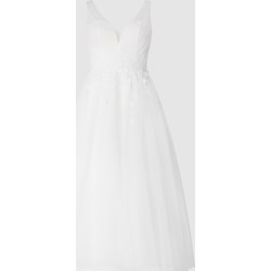Biała sukienka Luxuar Fashion rozkloszowana na ślub cywilny maxi w serek bez rękawów  - zdjęcie produktu