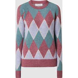 Sweter damski wielokolorowy Christian Berg w paski z okrągłym dekoltem wełniany  - zdjęcie produktu