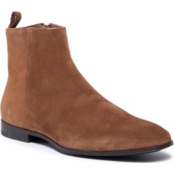 Buty zimowe męskie brązowe Guess eleganckie ze skóry  - zdjęcie produktu