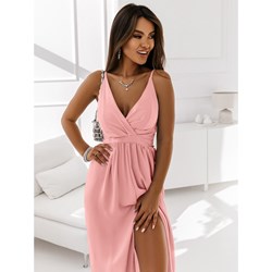 Sukienka Magmac różowa maxi elegancka kopertowa  - zdjęcie produktu